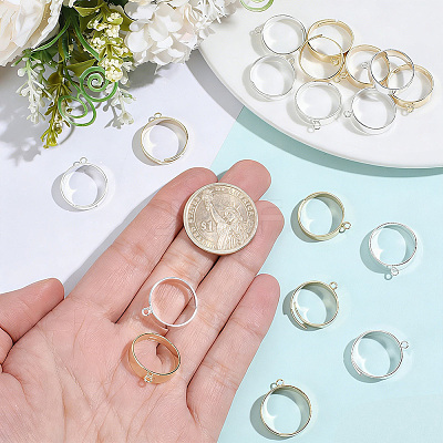 20Pcs 2 Colors Adjustable Brass Finger Rings Setting for Hanging Pendant KK-BBC0027-80-1