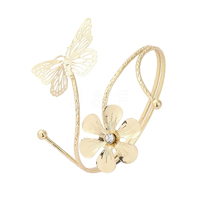 Flower & Butterfly Alloy Arm Cuff Bangles for Girl Women LS-AJEW-A063-01C-G-1