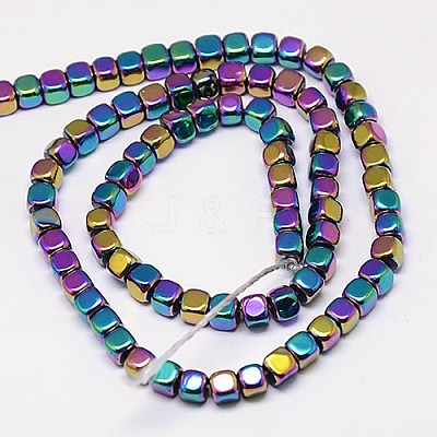 Electroplate Non-magnetic Synthetic Hematite Beads Strands X-G-J172-3x3mm-03-1