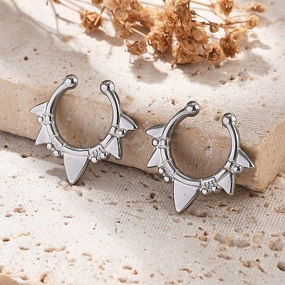 304 Stainless Steel Spike Clip on Nose Rings AJEW-A062-05P-03-1