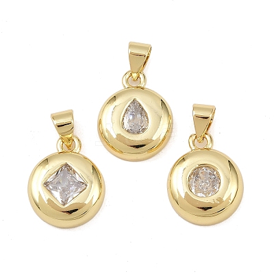 Brass Cubic Zirconia Pendants KK-L251-45G-1