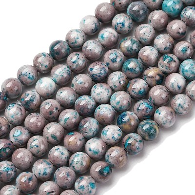 Natural Dyed Marble Beads Strands G-P593-6mm-07-1