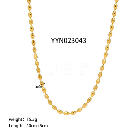 4mm Stylish Titanium Steel Oval Ball Chain Necklaces for Women Men AA4830-4-1