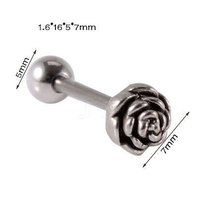 Rose Flower 304 Stainless Steel Threadless Labrets WG137BA-02-1