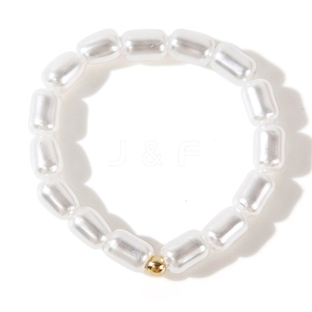 Plastic Imitation Pearl Bead Ring EP4993-1-1