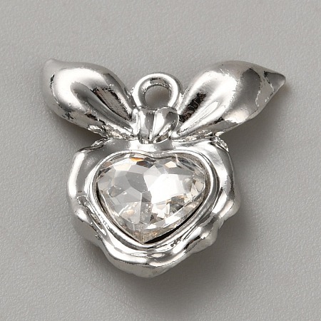 White Series Love Bow Alloy Acrylic Pendant PALLOY-WH0115-01P-12-1
