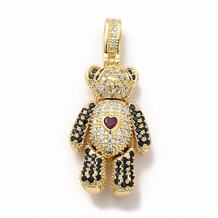 Rack Plating Brass Micro Pave Cubic Zirconia Pendants KK-G456-14G-1