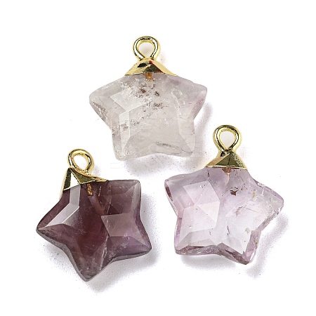 Natural Amethyst Pendants G-P540-01G-10-1