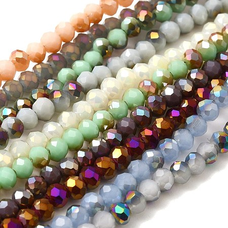 Electroplate Glass Faceted Rondelle Beads Strands EGLA-D020-4x3mm-M3-1