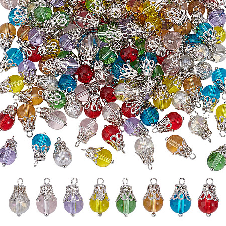 120Pcs 8 Colors Glass Charms PALLOY-HY00099-1