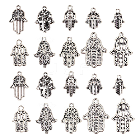 100Pcs 10 Styles Tibetan Style Alloy Pendants TIBEP-CJ0001-56-1