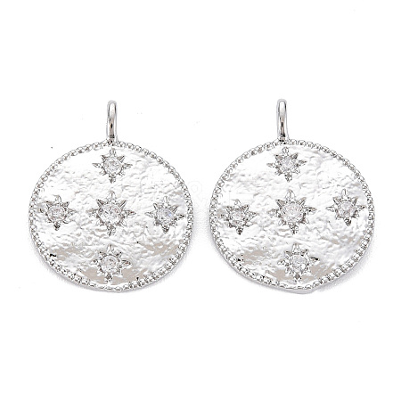 Brass Micro Pave Clear Cubic Zirconia Pendants KK-S356-541P-NF-1