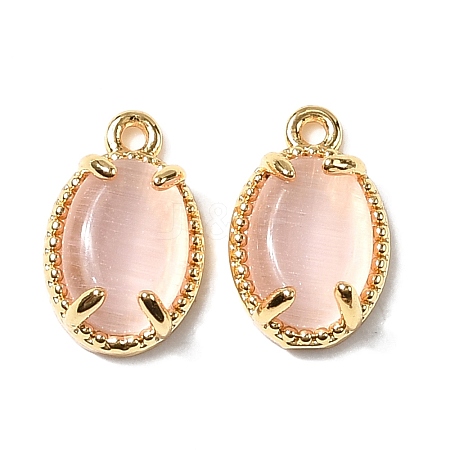 Oval Brass Charms KK-D024-01B-G-1