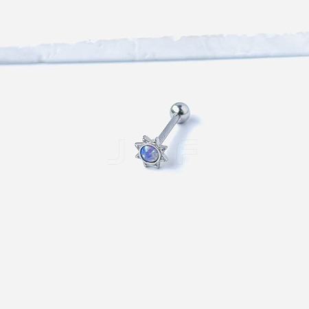 Sun 316L Surgical Stainless Steel with Synthetic Opal Tongue Rings FS-WGFD6E3-12-1