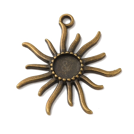 Tibetan Alloy Flower Pendant Cabochon Bezel Settings PALLOY-A13079-AB-NR-1