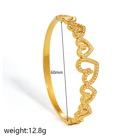 304 Stainless Steel Crystal Rhinestone Hinged Bangles WG78C60-01-1