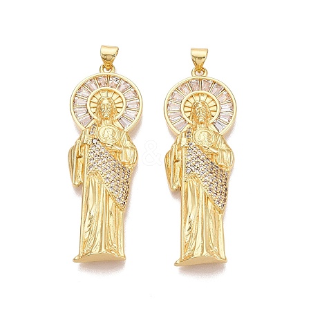 Religion Brass Micro Pave Clear Cubic Zirconia Pendants KK-N287-46C-G-1