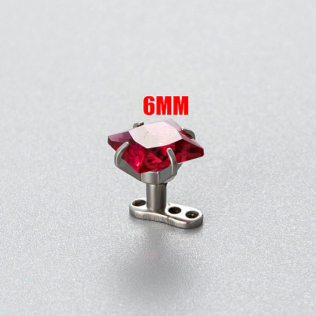 Titanium Steel Cubic Zirconia Square Dermal Anchor Base/Top for Women Men WG87C2F-03-1