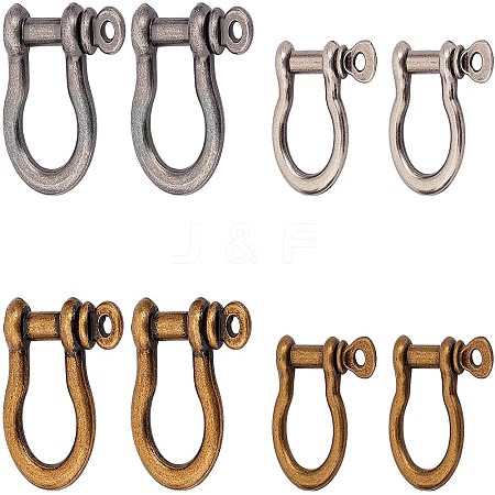 WADORN 8Pcs 4 Colors Alloy D-Ring Anchor Shackle Clasps FIND-WR0003-32-1