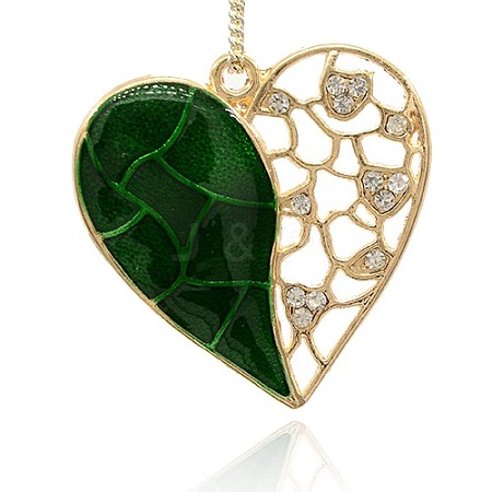 Alloy Enamel Heart Pendants ENAM-J154-01G-1