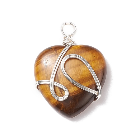 Natural Tiger Eye Pendants PALLOY-JF01663-04-1