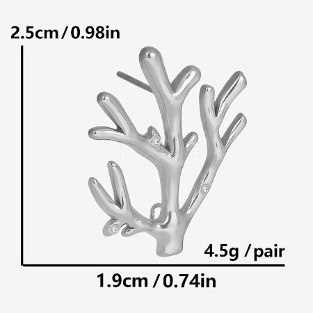 Elegant Ocean Coral 304 Stainless Steel Stud Earrings for Women IC8591-1-1