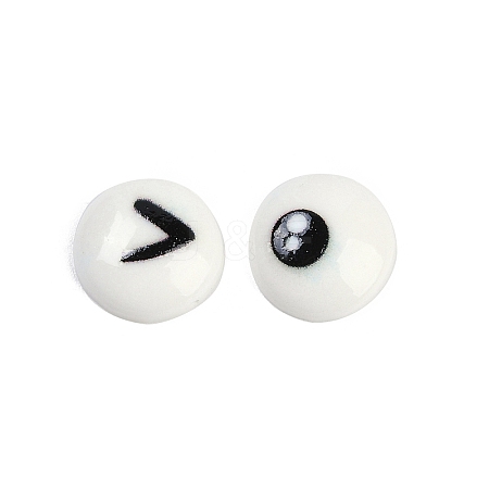 White and Black Flat Round Cartoon Resin Cabochons LS-CRES-Q009-01J-1