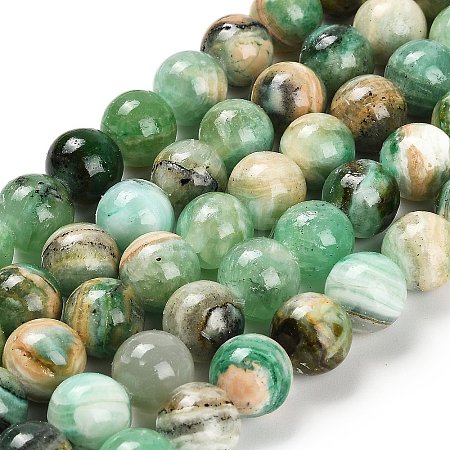 Natural Green Line Jasper  Beads Strands G-B128-A03-04-1