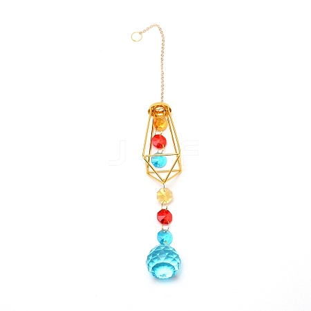 Colorful Glass Hanging Crystal Pendant Ornament HJEW-TAC0012-19-1