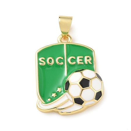 Football Theme Brass Enamel Pendants KK-A303-01E-G-1