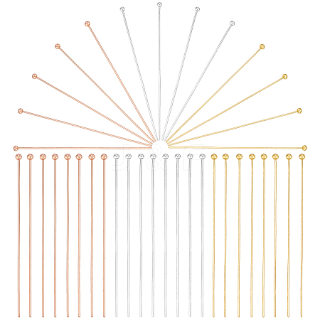 180Pcs 3 Colors Brass Flat Head Pins KK-ME0002-83-1