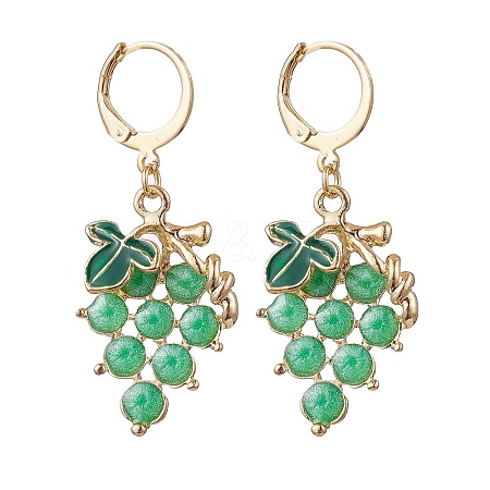 Grape Alloy Enamel Leverback Earrings EJEW-JE06188-1