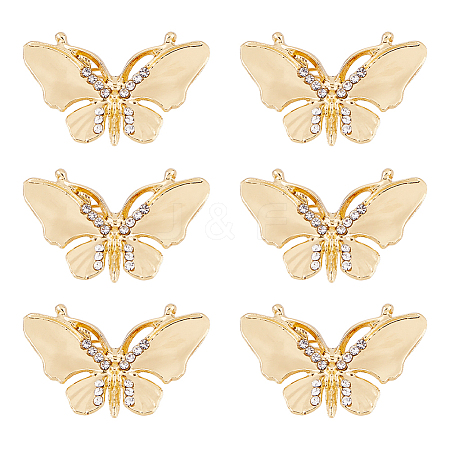 Butterfly Alloy Rhinestone Brooches for Backpack Clothes JEWB-WH0010-145-1