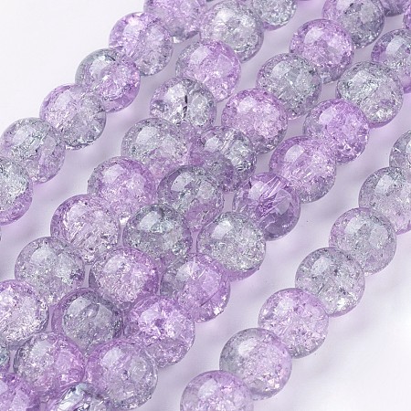 Spray Painted Crackle Glass Beads Strands CCG-Q002-10mm-02-1