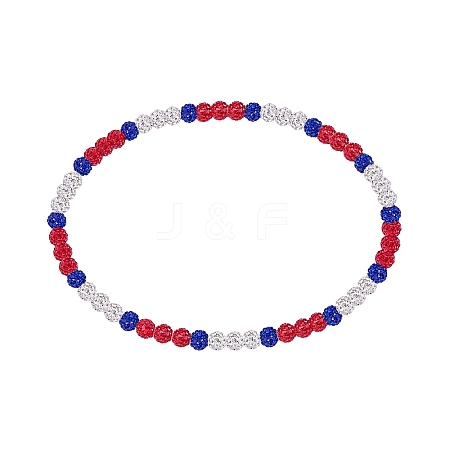 Polymer Clay Rhinestone Round Beaded Necklaces NJEW-SW00049-03-1