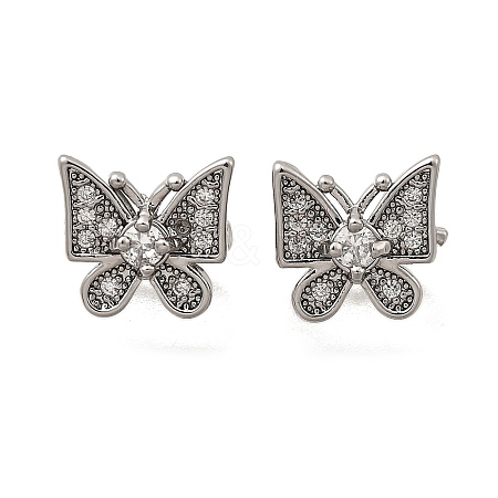 Brass Micro Pave Clear Cubic Zirconia Slide Charms KK-Z126-20P-1
