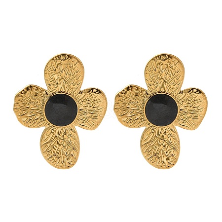 Ion Plating(IP) 304 Stainless Steel Flower Stud Earrings EJEW-C114-08G-1