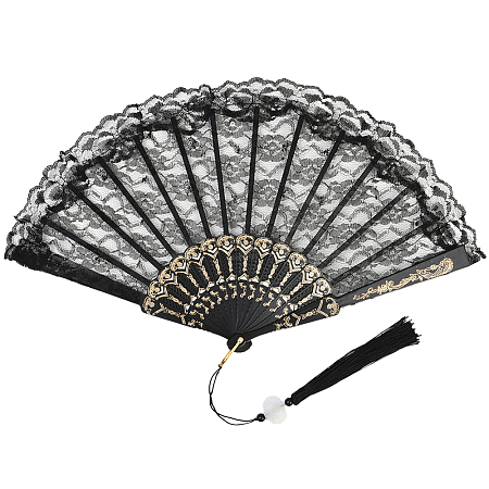 1Pc Plastic & Cloth Fans AJEW-SP0003-76-1