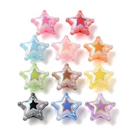 UV Plating Printed Opaque Acrylic Beads AC-CBAEAA8-19-1