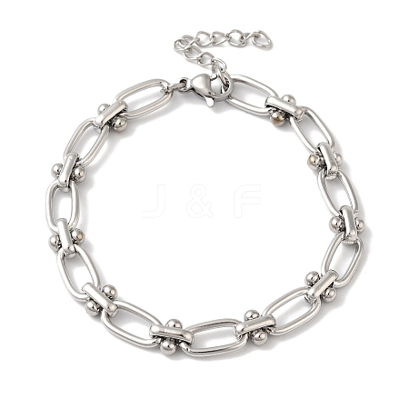 Non-Tarnish 304 Stainless Steel Oval Link Chain Bracelets for Women BJEW-B092-08P-01-1