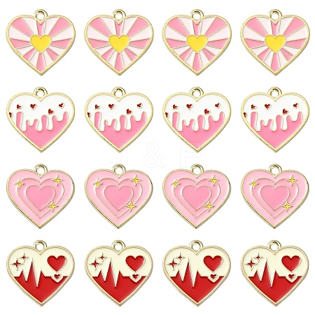 8Pcs 4 Colors Alloy Enamel Pendants ENAM-YW0004-31-1