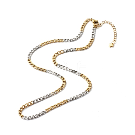 Two Tone 304 Stainless Steel Curb Chain Necklaces NJEW-JN03541-1