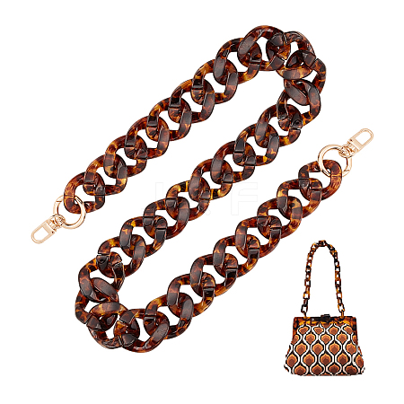Leopard Print Pattern Acrylic Curb Chain Bag Handles FIND-WH0120-04A-1