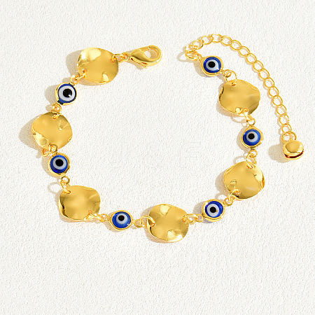 Fashionable Brass Enamel Evil Eye Link Bracelets GJ2691-1