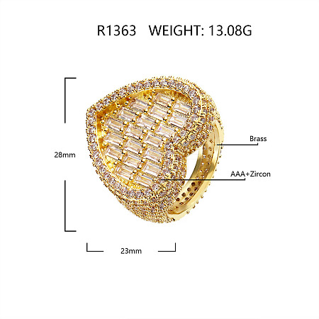 Brass Micro Pave Clear Cubic Zirconia Finger Rings for Women FS-WG571C7-02-1