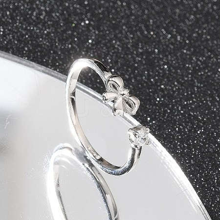 925 Sterling Silver Open Cuff Rings for Women RJEW-R008-03S-01-1