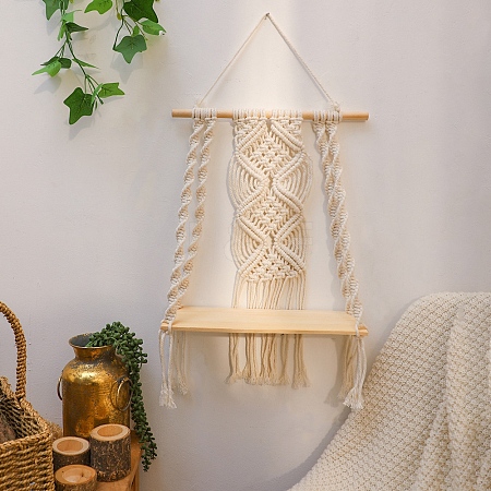 Bohemian Cotton & Wood Macrame Woven Wall Hanging PW-WG8FB47-01-1