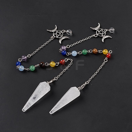 Natural Quartz Crystal Hexagonal Pointed Cone Dowsing Pendulum Pendants G-G983-05P-08-1