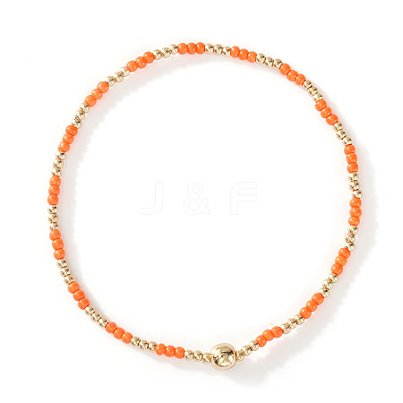 Glass Seed Beads & CCB Beads Stretch Bracelets TB4137-24-1