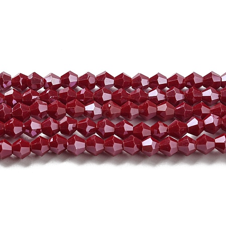 Opaque Solid Color Electroplate Glass Beads Strands EGLA-A039-P4mm-A01-1